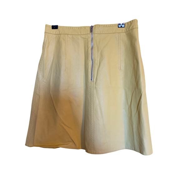 Zara Size Small Women's Golden Yellow Faux Leather Short Skirt - Picture 2 of 5